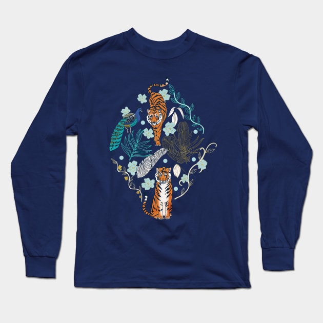 Tiger Toile Long Sleeve T-Shirt by tangerinetane